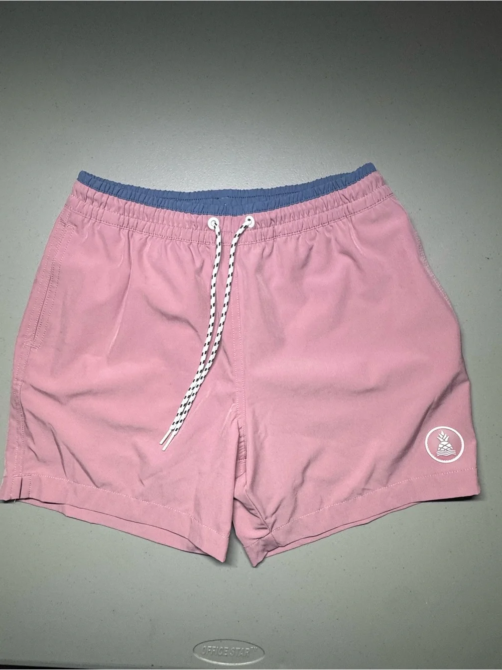 chubbies Pink Swim Hybrids with Blue Waistband